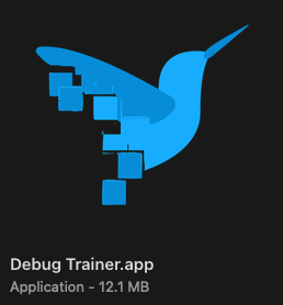 the Debug Trainer app icon with a size of 12.1 megabytes listed below it
