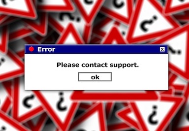 dialog box that says error, please contact support